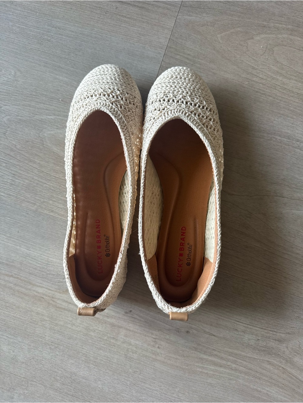 Lucky Brand Cream Crochet Slip-On Ballet Flats